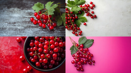 Sticker - red currants on a wooden table