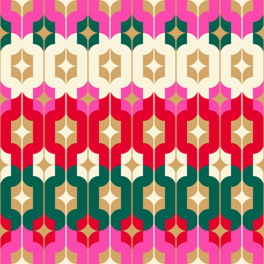 Sticker - Colorful retro geometric elements with stripes pattern design for christmas and new year holidays.