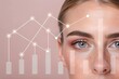 © Joesunt - Beauty & Data: Woman's face with glowing skin and superimposed data graphs, symbolizing skincare analysis and cosmetic technology.