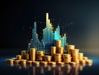 Awesome Rows of coins for finance and business concept banking