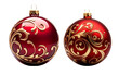 © tohceenilas - Elegant red Christmas ornaments with intricate gold designs, perfect for festive decorations and holiday celebrations.