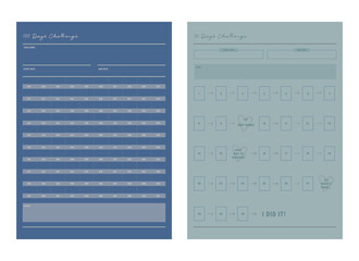 Wall Mural - 100 days and 30days challenge planner. (ocean) Minimalist planner template set. Vector illustration.