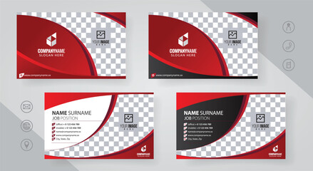 Wall Mural - Set of red and black Modern Corporate Business Card Design Templates, vector eps 10