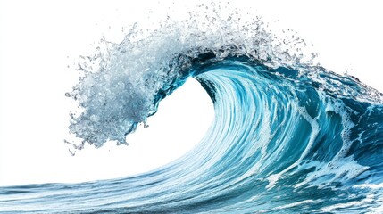 A wave of blue ocean water isolated on a transparent background