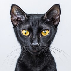 Wall Mural - Transparent background with black American shorthair cat