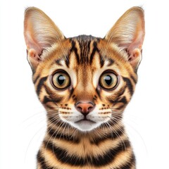 Wall Mural - Isolated on transparent background, funny Savannah cat with large ears