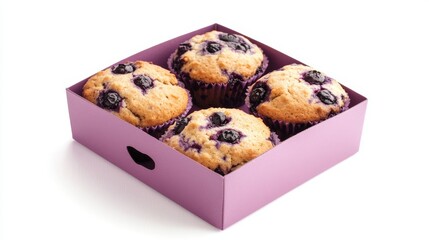 Background with purple muffins isolated on transparent