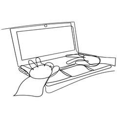 Fototapete -  continuous line drawing businessman typing on laptop collection