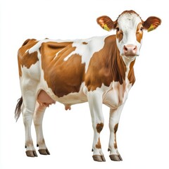 Wall Mural - A white background is used to isolate the entire body of the cow