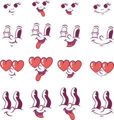 Poster - Retro groovy mascot character parts