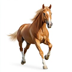 Poster - The white horse galloping on transparent background with a long mane on a white background (png)