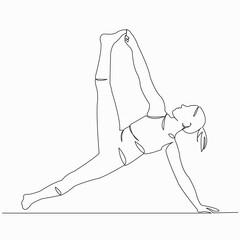 Sticker - One continuous single drawn line art doodle yoga, exercise, pose, female, people, asana. isolated image hand-drawn contour on a white background