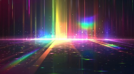 Wall Mural - Rainbow prism light reflection backgrounds. Glowing bright rays and colorful light effects