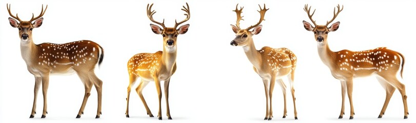 Wall Mural - An isolated set of deer standing against a transparent background