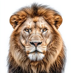 Wall Mural - Isolated lion face on white background, transparent cutout