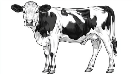 Wall Mural - A full-body portrait of a cow isolated on a white background