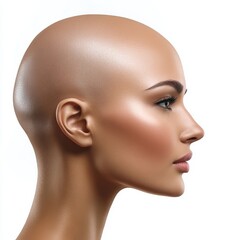 Wall Mural - View of a bald woman's head from the side, cut out transparently