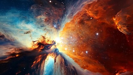 Wall Mural - Colorful cosmic nebula in deep space. Galaxy exploration and universe beauty. Moving through outer space. Banner, poster, wallpaper. Science fiction