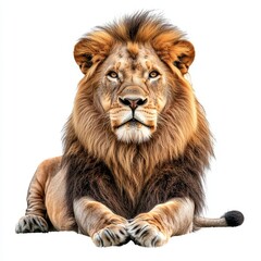 Wall Mural - The front view of a lion with its face isolated against a transparent background (png)