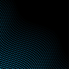 Wall Mural - Abstract background with waves and dots. Vector banner. Background for poster, card, brochure, booklet, flyer. Geometric element for design. Blue and black gradient