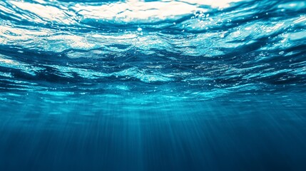 beautiful blue sea or ocean water surface and underwater