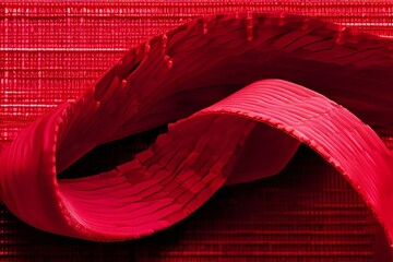 Poster - macrorealism pixel art an extreme close up of an aids ribbon tha
