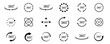 © stoker - 360 degree views. Circle icons set. Rotate symbol. Signs with arrows to indicate the rotation or panoramas to 360 degrees. Vector illustration.