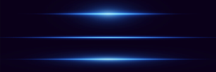 Wall Mural - 
Pack of blue horizontal highlights. Laser beams of light, neon line.