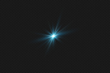 Wall Mural - 
Flash of a bright star. Light rays of light. On a transparent background.