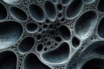 Poster - Microscopic nanotech structures, showcasing detailed and intricate patterns, highlighting advanced engineering and the potential of nanotechnology in various applications.