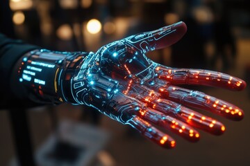 Poster - Nanotech Innovations in Wearable Technology, exploring advancements in miniaturized sensors, smart fabrics, and health monitoring devices, enhancing user experience and functionality.