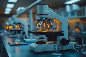 Poster - Nanotech Advancements in Innovative Research Labs, exploring groundbreaking applications of nanotechnology in various scientific fields, enhancing materials and processes.
