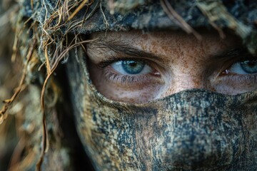 Poster - Advanced nanotechnology camouflage system, designed for military applications, enhances stealth capabilities by dynamically adapting to surroundings, improving concealment and operational efficiency.