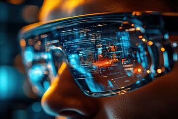Poster - Smart Glasses with Augmented Reality, advanced nanotechnology enhances vision, interactive overlays provide real-time information, seamless integration into daily activities, futuristic design.