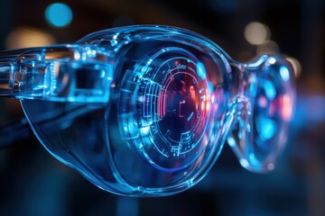 Poster - Nanotech Smart Glasses for Enhanced Augmented Reality Experience, featuring intuitive interface, immersive visuals, real-time data integration, and sleek, lightweight design for everyday use