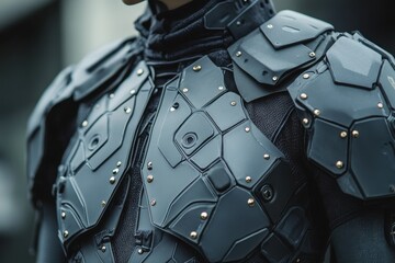 Poster - Advanced lightweight armor utilizing nanotechnology for superior protection, designed for enhanced mobility and resilience in demanding environments, ideal for modern combat scenarios