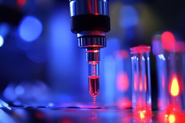 Poster - Nanotech-Enhanced Medical Precision, advanced nanobots designed for targeted treatments, revolutionizing healthcare with unparalleled accuracy and efficiency in medical procedures