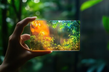 Poster - Transparent nanotech screens, innovative displays for future devices, revolutionizing user interaction, enhancing visual clarity, enabling seamless integration in technology.