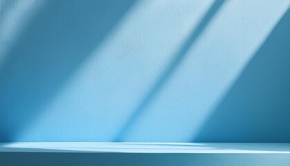 Wall Mural - minimal abstract simple light blue background for product presentation shadow and light from window