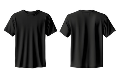 Sticker - Blank black shirt mock up template, front and back view, isolated on white, plain t - shirt mockup