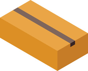 Poster - Cardboard parcel box sealed with tape is lying on a white background