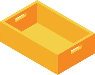 Poster - Simple yellow wooden crate with handles waiting to be filled