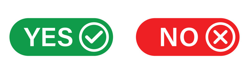 Poster - yes and no button. decision icon set with tick and cross for app, website, ui. transparent png and vector illustration.