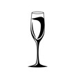 © john - champagne glasse black line vector