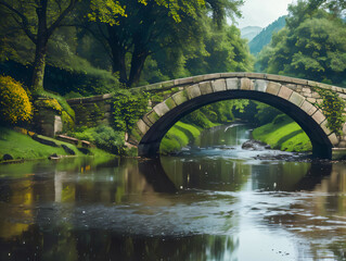 Wall Mural - bridge over the river