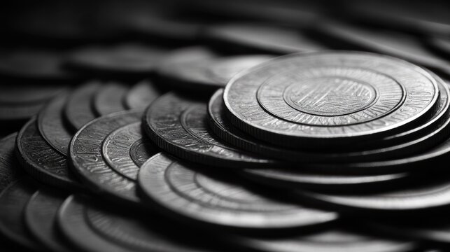 Minimalist shot of coins in a circular pattern, with a plain backdrop offering space for text or graphic additions.