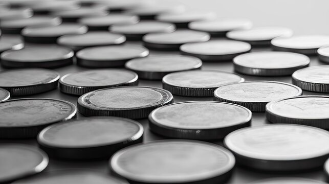 Minimalist shot of coins in a circular pattern, with a plain backdrop offering space for text or graphic additions.