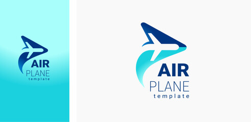 Wall Mural - Airplane logotype actions arrow silhouette vector white background