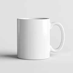 Canvas Print - A white coffee mug on a plain gray background, AI