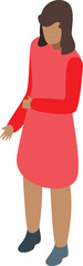 Poster - Young woman is standing and gesturing with her hands, as if she is explaining something